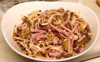 Салат с языком и шампиньонами и огурцами